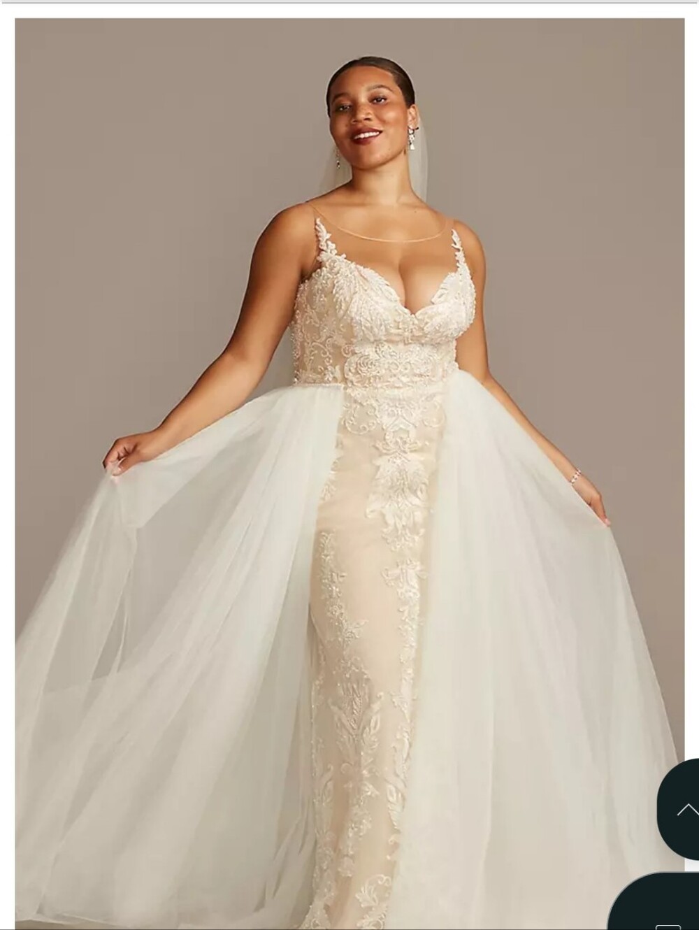 Ivory/Champagne Lace Bodice Tulle Wedding Gown size 24